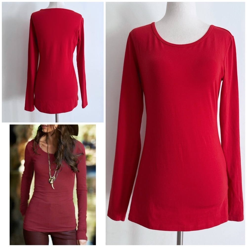 Peruvian Connection Layering Tee Long Sleeves Pima Cotton Lycra T-shirt Top S - Picture 1 of 9